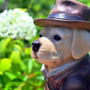 ラブラドールレトリバー 探偵BOW犬 名探偵 置物 犬の置物ドッグオーナメント お庭や玄関先に。プレゼントにもどうぞ。