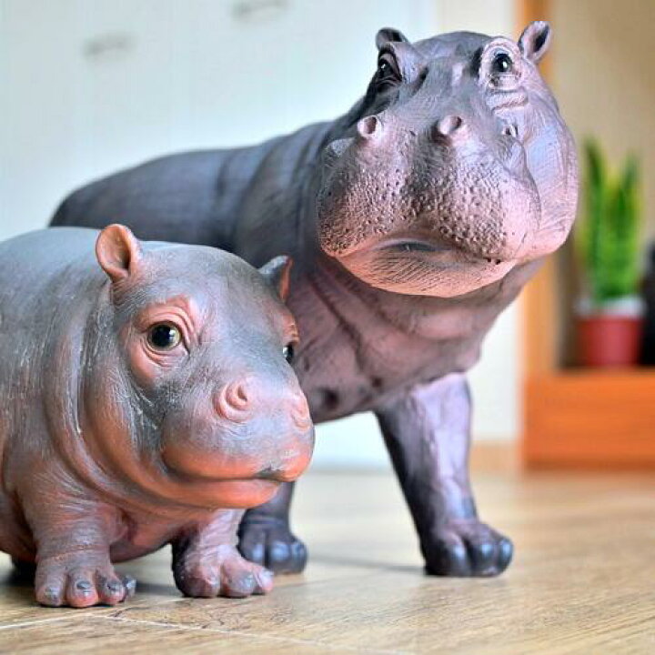 楽天市場】野生の王国 カバの置物 カバ2個セットリアルな置物 ミニカバ 