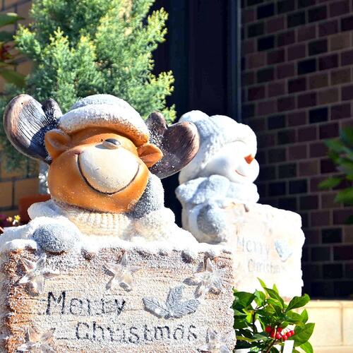 パウダースノー Xmasセットトナカイ スノーマンイルミネーション かわいい置物クリスマス 玄関 かわいい雪の降る季節の飾りに。メリークリスマスプレゼントにもぴったりです。