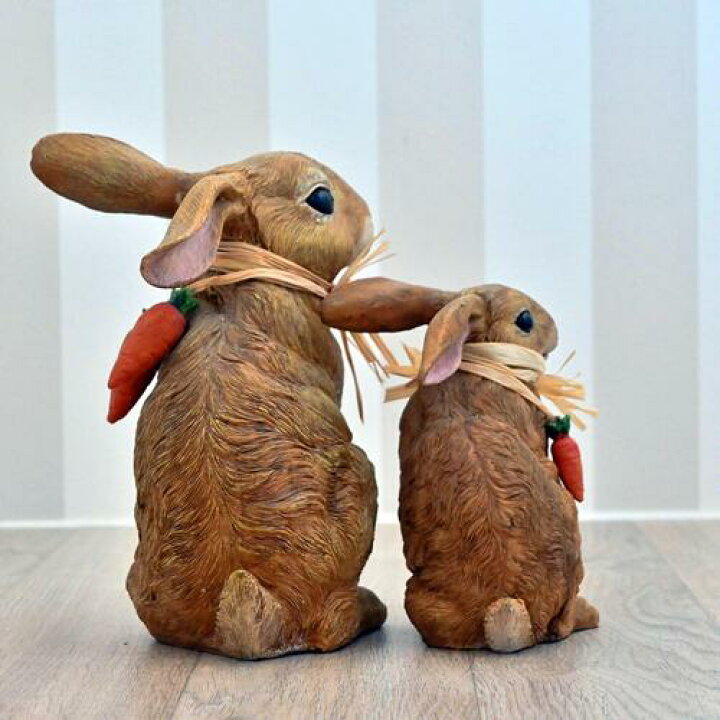 楽天市場】わらうさ キャロット 二つセットうさぎの置物 ラビット 藁 