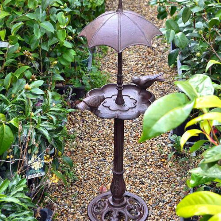 楽天市場】バードバス 小鳥付き BIRD BATH 傘アンティーク調 置物  