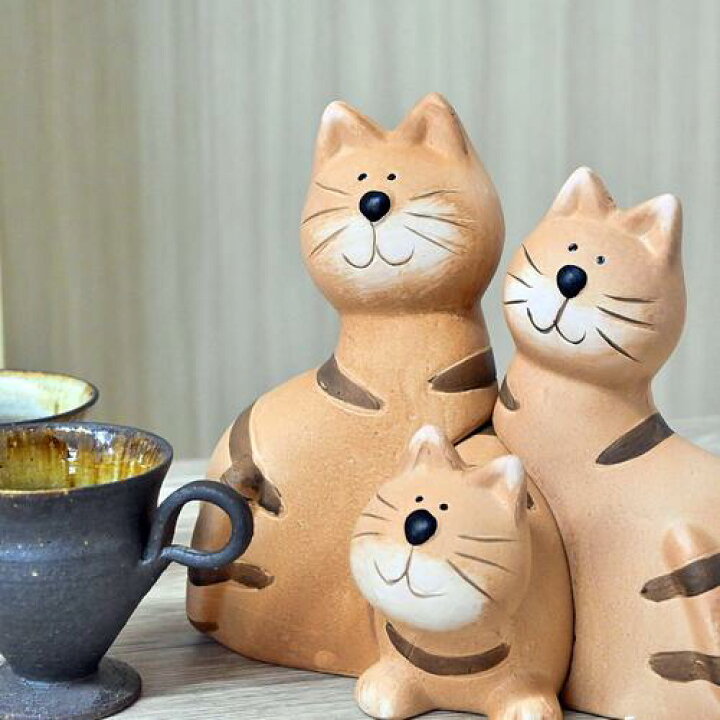 楽天市場】ドッキング猫 ねこ 3つセット猫の親子 猫の置物 家族 