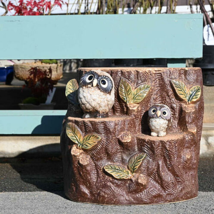 楽天市場】切り株ふくろう花台 かわいい花台置物 小さい花台ナチュラル 