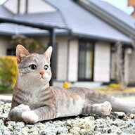 ねこ　猫　リアルなネコ　リアムちゃん置物　可愛い置物　キャットネコの置物　リアル猫　のんびりお庭や…