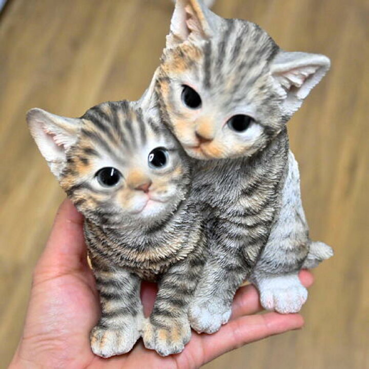 楽天市場】寄り添うサバトラ猫 くっつきねこ置物 可愛い置物 キャット 