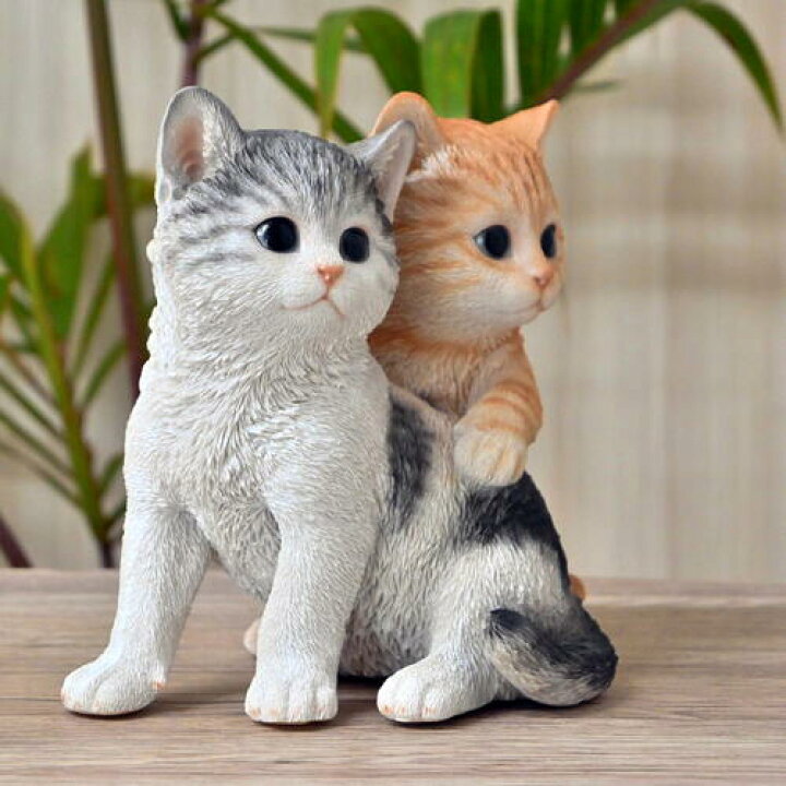 楽天市場】WOOBIA くっつく猫 2匹の猫ちゃん置物 可愛い置物 キャット 