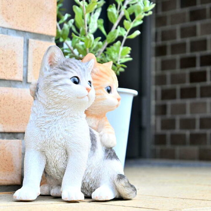 楽天市場】WOOBIA くっつく猫 2匹の猫ちゃん置物 可愛い置物 キャット 