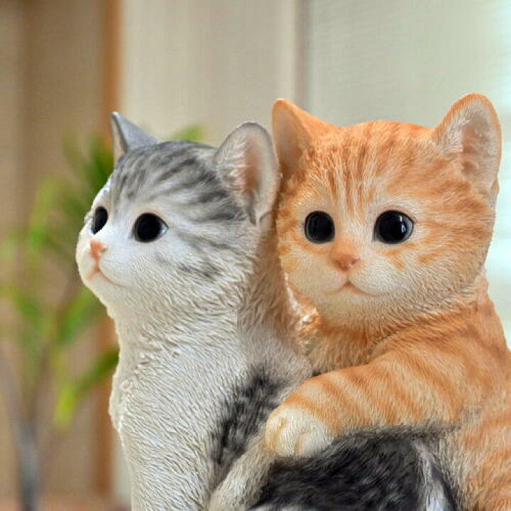 楽天市場】WOOBIA くっつく猫 2匹の猫ちゃん置物 可愛い置物 キャット 