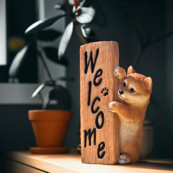 楽天市場】Welcome柴犬 ウェルカムボード 置物 ひょっこり こんにちは 