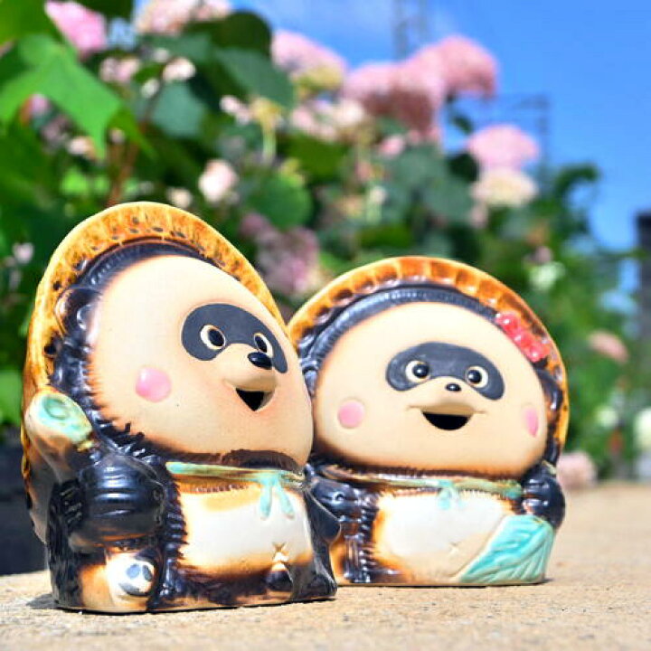 楽天市場】信楽たぬき 2つセット 陶器 狸 らっくん・くーちゃん 