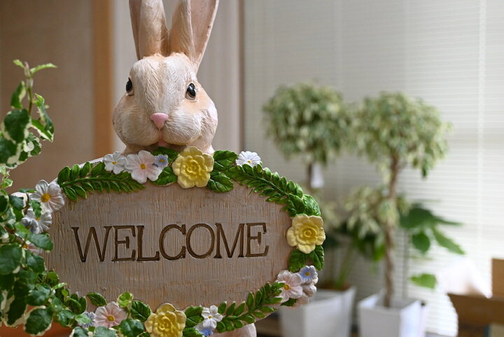 楽天市場】WELCOME うさぎ ウェルカムボードうさぎの置物 置物 