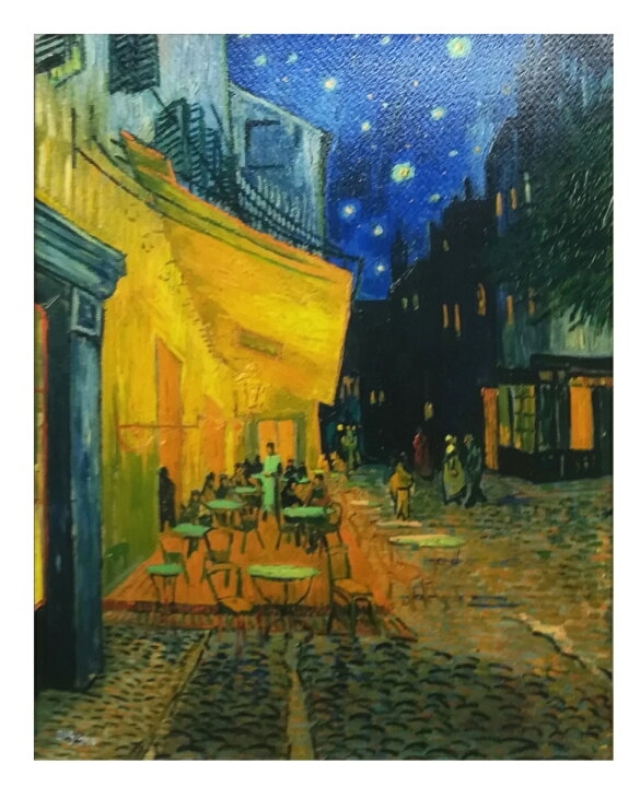 楽天市場】ゴッホの作品「夜のカフェテラス」、額装されたシルク 