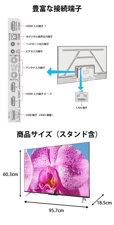 楽天市場】TCL 43型液晶テレビ 43P636 | P636シリーズ 4K 43V型 43 