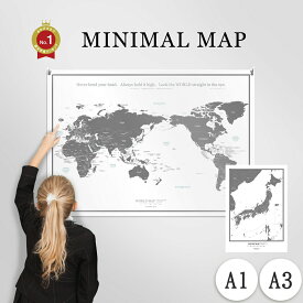 2枚セット 世界地図 A1 A3 日本 地図 グレー ポスター インテリア おしゃれ 国名 白地図 ウクライナ ロシア ベラルーシ ジョージア コーカサス キーウ キエフ こども ミニマルマップ