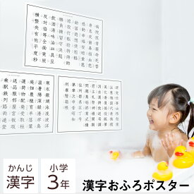 小学 3年生 漢字 お風呂 ポスター A3サイズ (420×297mm) おしゃれ ＆ シンプル 学習ポスター お風呂ポスター 練習 小学生 小3 小学校 こども 学習ポスター ミニマルマップ