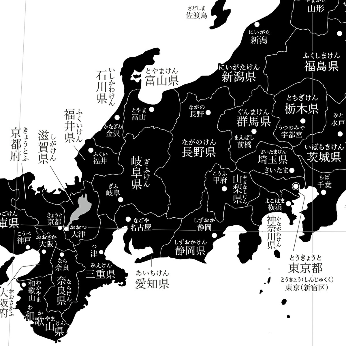 楽天市場】【6/4夜8時START】日本地図 A3 グレー ブラック 水彩ブルー ...