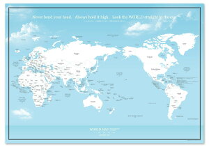 A2サイズ世界地図ポスター/英語・日本語表記/白×グレーA2サイズ/ミニマルマップ