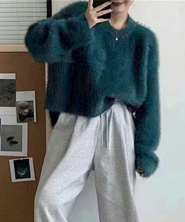 楽天市場】【40%OFFクーポンで,3894円】シャギーニットトップス クルー  