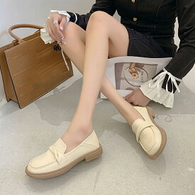 【最大50%OFFクーポンで,2095円】ローファー レディース パンプス 厚底靴 韓国歩きやすい 大人女子 学生靴 ラウンドトゥ シューズ レトロ 美脚パンプス 疲れにくい レザー調パンプス黒 通勤通学 miniministore 2LONG-003