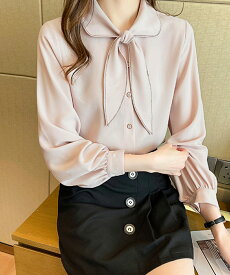 【最大50%OFFクーポンで,2345円】ボウタイブラウス 高みえ シャツブラウス レディース フォーマルシャツ 大人女性 エレガントトップス オフィスカジュアル 通勤ブラウス 韓国 OLシャツ きれいめ aimoon AMYXF-80002