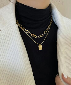 チョーカーネックレス チェーンネックレス 2連ネックレス レディース 韓国アクセサリー オフィスカジュアル 文字モチーフ風ペンダント プチプラアクセサリー お洒落 miniministore YUERAN-003
