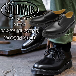 �ySALE�F30��OFF�z �\�����F�A�[ �M�u�\���V���[�Y SOLOVAIR GIBSON SHOES 3 EYE BLACK HI-SHINE S3-995-BK �u���b�N �v���[���g�D�V���[�Y ���U�[ �r�W�l�X�V���[�Y �����Y �{�v �C���O�����h�� �������� 12��