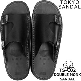 【楽天スーパーSALEポイントアップ5倍】 トウキョウサンダル ダブルモンクサンダル TOKYO SANDAL DOUBLE MONK SANDAL by ローリングダブトリオ TS-C02 BLACK サンダル メンズ レザー 日本製 東京サンダル スリッポン レザーサンダル 2023春夏新作 送料無料 【あす楽対応】