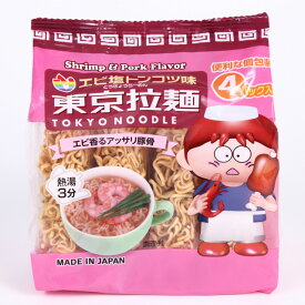 【東京拉麺】ミニラーメン エビ塩トンコツ味 4食×12袋（計48食）まとめ買い 即席麺