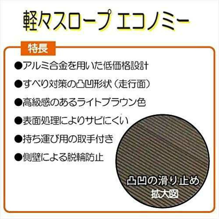 楽天市場】軽々スロープ エコノミー 180cm SL-180 アイシン軽金属 