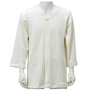 厚手 紳士 のびのびワンタッチ肌着7分袖 ホック付 秋冬用/BM5F オフホワイト M-L 神戸生絲