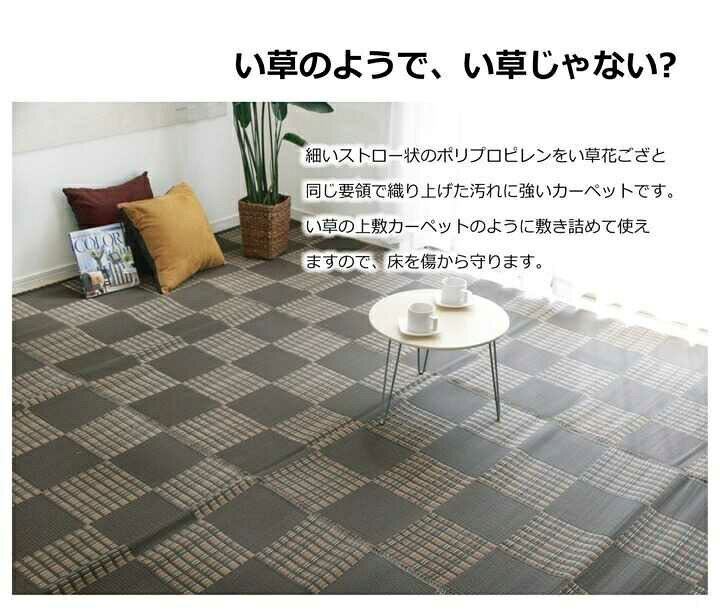 楽天市場】ラグ 洗える PPカーペット ウィード ネイビー 江戸間6畳 約 