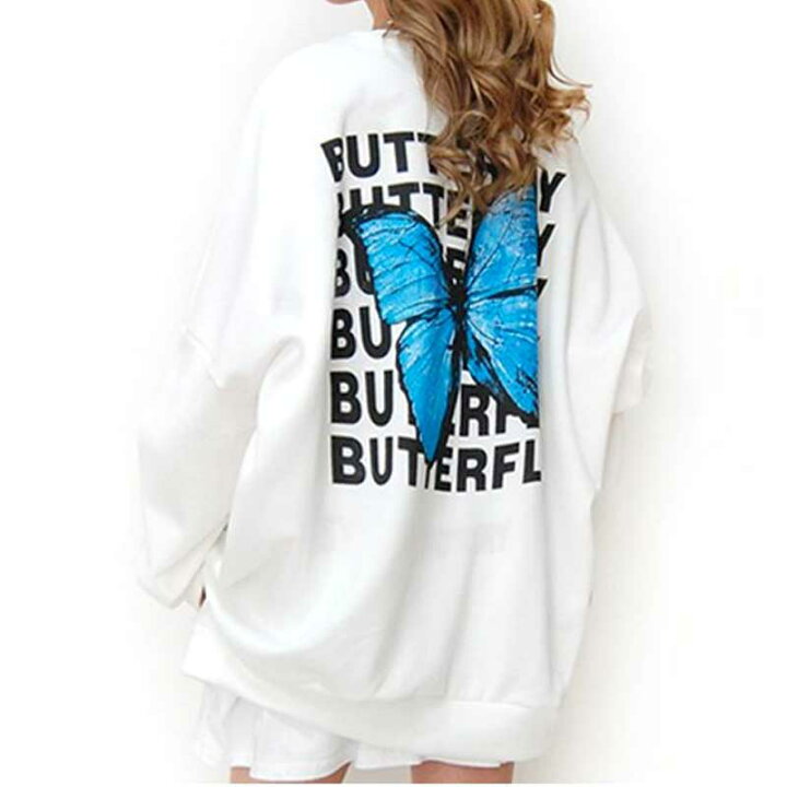 楽天市場】裏起毛 BIGシルエット プルオーバー バタフライ蝶[BUTTERFLY 