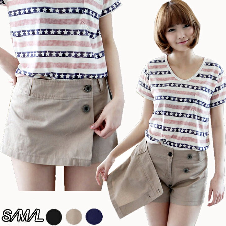 楽天市場 送料無料 スカート風ショートパンツ ラップスカートショーパン キュロットスカート スカート風ショートパンツ ラップスカートショーパン ミニスキャンダル