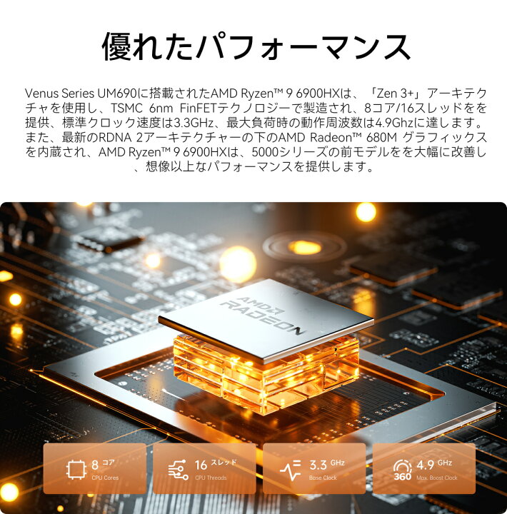 楽天市場】【月末セール20％クーポンOFF】Venus Series UM690S MINISFORUM ミニPC UM690S-32-512-Win11  HOME AMD Ryzen 9 6900HX DDR5-4800メモリ:32GB SSD：512GB USB4 Radeon 680M グラフィック  ミニズフォーラム デスクトップパソコン : Minisforum楽天市場店