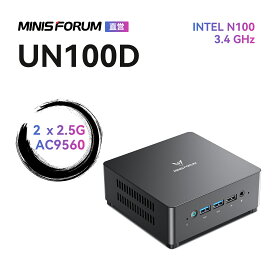 【★ご愛顧感謝デー★2倍ポイントx新品20%0FF】MINISFORUM UN100DミニPC インテルN100 LPDDR5 16GB 256GB/512GB SSD 小型デスクトップpc Wi-Fi5 BT5.1 2x2.5G LAN TFカード/2.5 inch HDDスロット付き HDMI/DP/USB-C 4Kトリプルディスプレイ出力対応 コンパクトpc