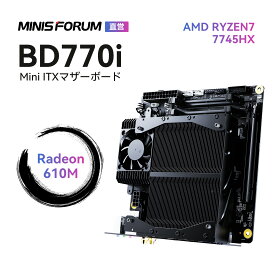 【★お買い物マラソン★12500円OFFクーポンx2倍ポイント】MINISFORUM BD770i ミニITXマザーボード AMD Ryzen 7 7745HX Radeon 610M DDR5 2xPCIe 5.0 SSD/PCIe 5.0X16/M.2 2230 key Eスロット2500MbpsLAN HDMI2.0/DP1.4/USB-C 8K 3画面出力 ベアボーンpc