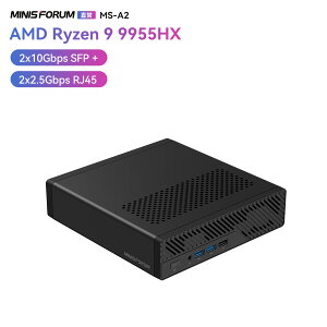 MINISFORUM MS-A2 ~jPC AMD Ryzen 9 9955HX 64GB+1TB/xA{[LbgPC 2x10G SFP+ fA2500Mbps LAN Wi-Fi6E BT5.2 HDMI/USB-Cx2 3ʏo͑ΉQ[~Opc