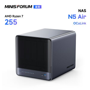 �y�V�i�\�񒆁�20���N�[�|���zMINISFORUM AI NAS N5 Air�AAMD Ryzen7 255 �A64GB SSD�AAMD Radeon 780M�AHDMI 2.1/USB4x2/OCulink�A10GbE+5GbE �f���A���l�b�g���[�N�|�[�g�A144T��e�ʑΉ� NAS
