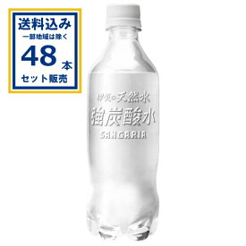 サンガリア 伊賀の天然水強炭酸水 ラベルレス 450ml×24本×2ケース (48本)(送料無料、一部地域は除く) 炭酸入り ナチュラルミネラルウォーター シリカ 非加熱 水 鉱水 SANGARIA まとめ買い