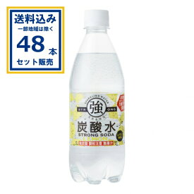 友桝飲料 強炭酸水 レモン 500ml×24本×2ケース (48本)(送料無料、一部地域は除く) 炭酸水 ソーダ水 スパークリングウォーター 強刺激 スパークリングレモン 国産 ペットボトル 無糖 まとめ買い ケース 箱買い