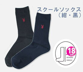 【メール便OK】PLAYBOY　プレイボーイ　スクールソックス（紺・黒） 18cm丈　23〜25cm　靴下