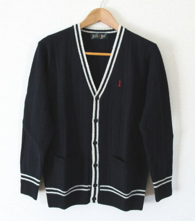 美品 EASTBOY／イーストボーイ☆ ラムウール ニットカーディガン 黒 