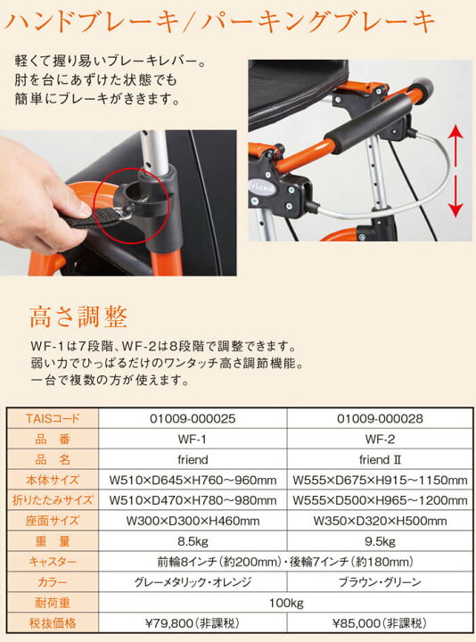楽天市場】☆前腕支持台型歩行車 フレンド WF-1 ウェルパートナーズ 