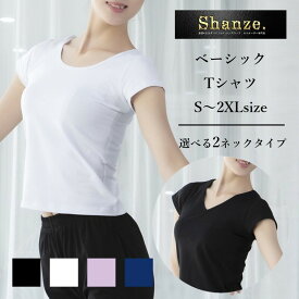 【即日発送】2ネックタイプ Tシャツ 半袖 Vネック ラウンドネック 丸首 ベーシックTシャツ 伸縮性良 さらさら サラサラ 伸びる デコルテ フィットネス ヨガTシャツ スポーツ ウエア ストレッチ ジムウエア 社交ダンス バレエ 綿混