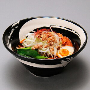 黒海流鳴門7.0反丼 中華食器 ラーメン丼 業務用 らーめん丼 らーめん鉢 どんぶり 麺鉢 めん鉢 日本製 磁器 約21.5cm シンプル モダン 刷毛目 定番 スタンダード 和風