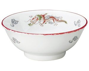 朱渕萬漢龍 6.5反高台丼 中華食器 ラーメン丼 業務用 らーめん丼 らーめん鉢 どんぶり 麺鉢 めん鉢 日本製 磁器 約20cm しょうゆラーメン 醤油ラーメン 定番 スタンダード