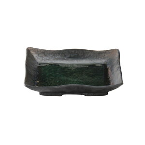 万象7寸正角皿 (燻し金彩オリベ) 和食器 角皿(中) 業務用 約18.8cm