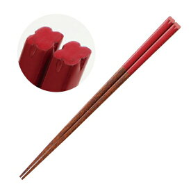 木製クローバー先端角箸 23.5cm 朱/スリ漆 漆塗 漆器 木製箸 業務用 約23.5cm