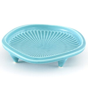 トルコブルーマット四ッ足菊彫向付 和食器 刺身鉢・向付 業務用 約17.5cm 中鉢 刺身 刺身皿 さしみ お造り 料亭 小料理屋 会席料理 食堂 単品メニュー 唐揚げ 冷奴 揚げ出し豆腐 漬物盛合せ