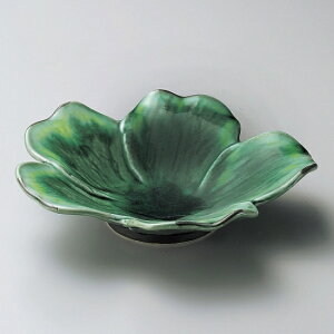 緑釉黄流し花型向付 和食器 刺身鉢・向付 業務用 約19.7cm 中鉢 刺身 刺身皿 さしみ お造り 料亭 小料理屋 会席料理 食堂 単品メニュー 本格 高級 寿司店 旅館 人気 おしゃれ